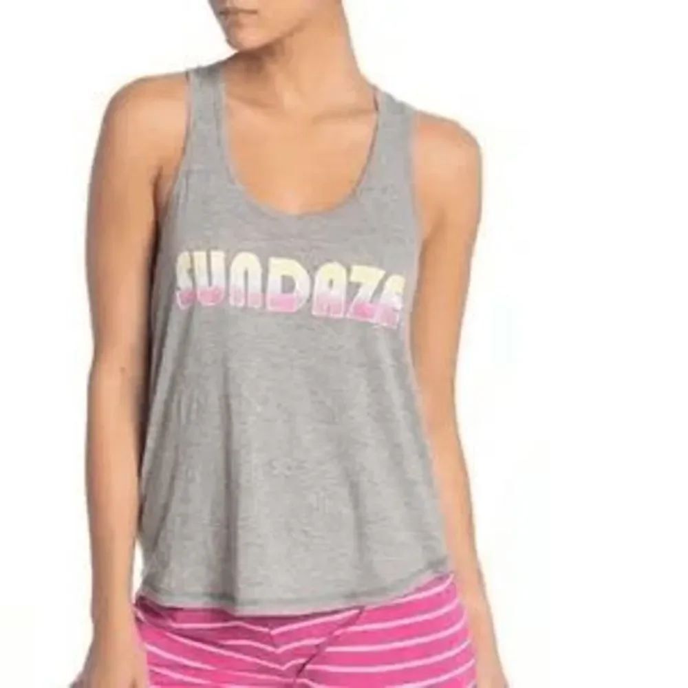 PJ Salvage Graphic Racerback Pajama Top Grey Medium